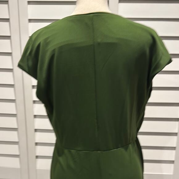 Ann Taylor Green Ruched Wrap Midi Dress - Picture 6 of 10